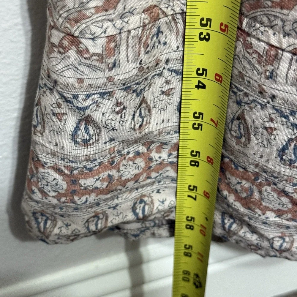 Splendid Alessandra Paisley Linen Blend Maxi Dress Leg Slit Size Large‎ Bohemian